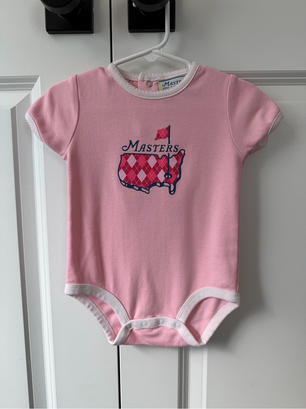 Masters Baby Onesie Pink Argyle Cotton Size 12 Months